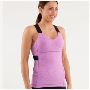 Lululemon Push Your Limits Tank Top Violet Pink Black Yoga Workout Size 6‎